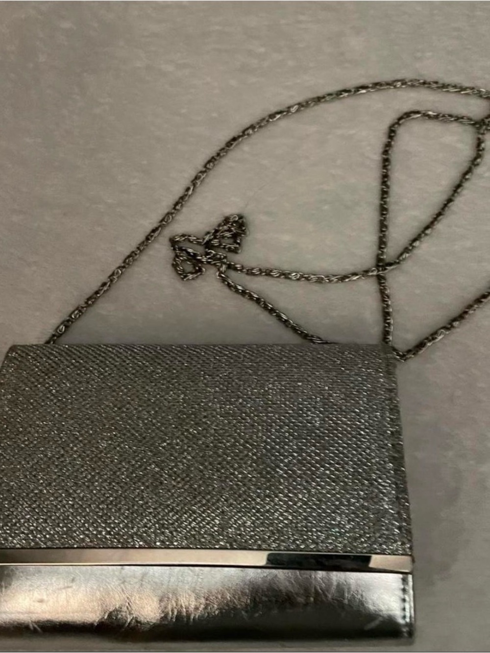 Silver Metallic Crossbody Evening Bag
